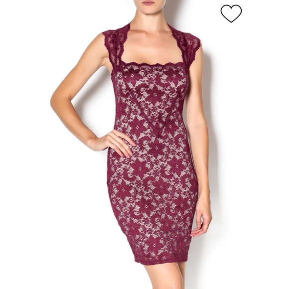 Magenta Lace Bodycon Dress - Picture 1 of 5